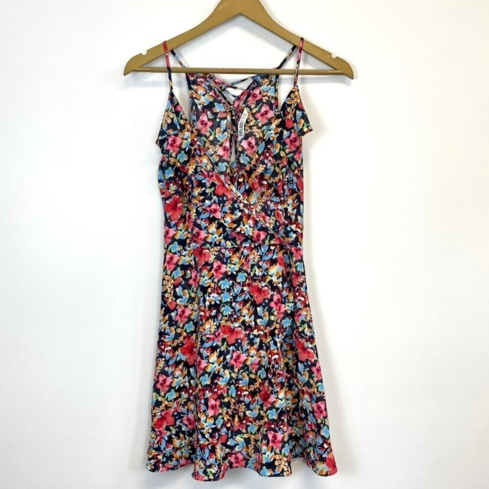 Zara Floral Faux Wrap Back Tie Dress